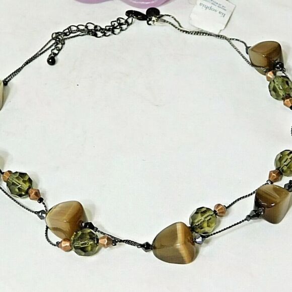Lia Sophia JAVA Necklace, Glass Cat's Eye, Brown, 16-19", NWT - Picture 7 of 7